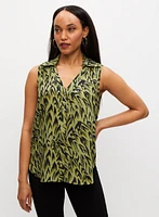 Feather Print Sleeveless Blouse