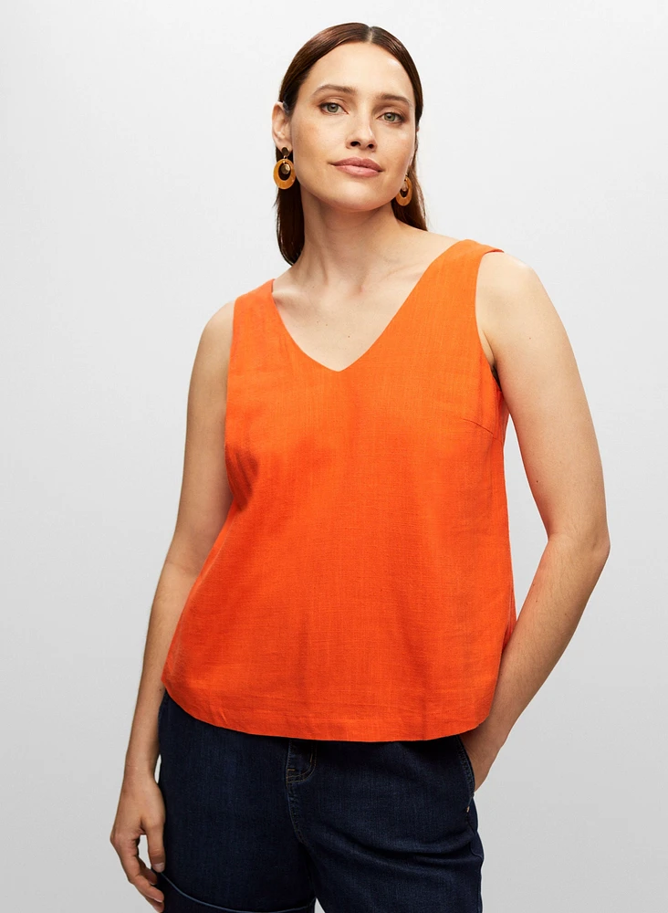 Sleeveless V-Neck Blouse