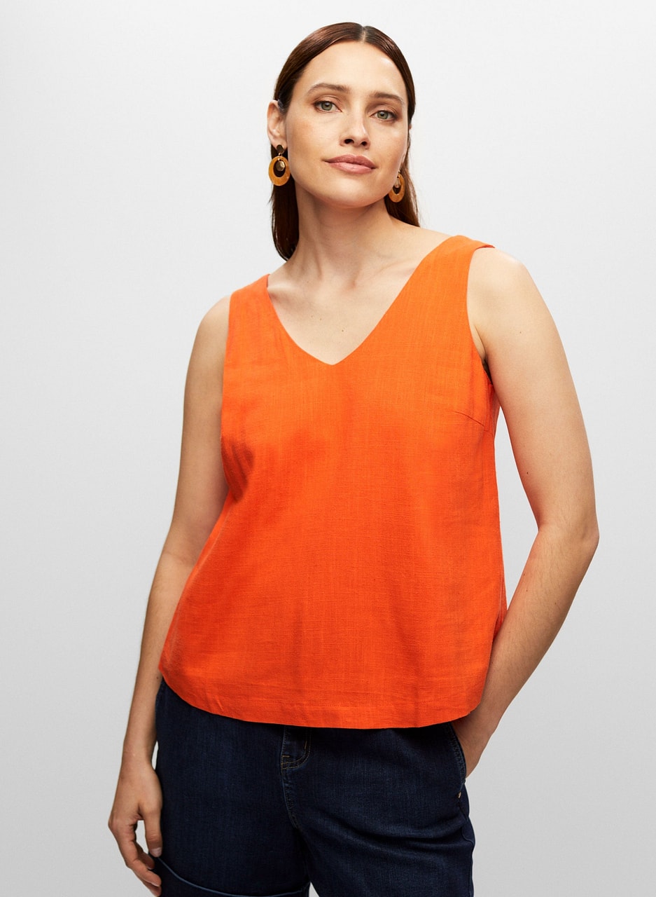 Sleeveless V-Neck Blouse