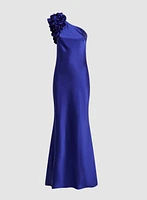 One-Shoulder Satin Gown