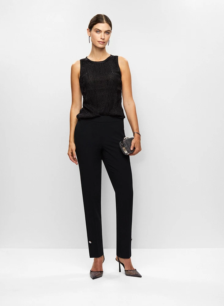 Beaded Top & Button Detail Pants