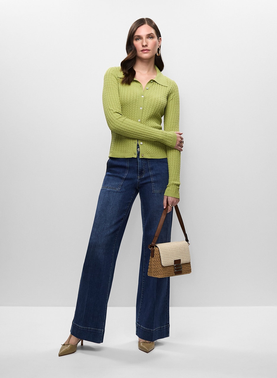 Button-Down Cardigan & Trouser Jeans