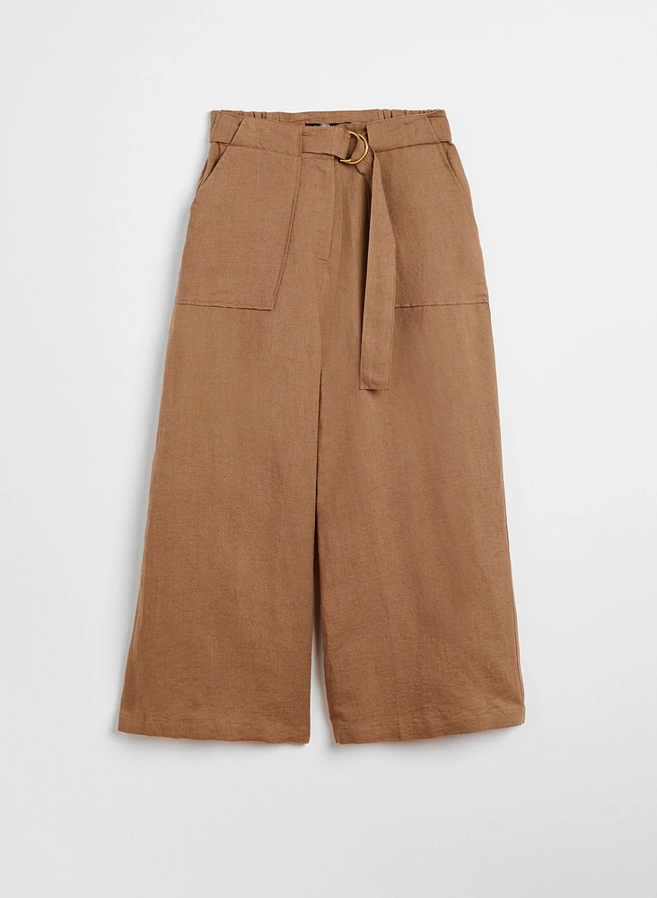 Wide Leg Linen Culotte Pants