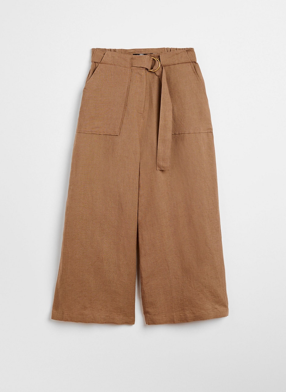 Wide Leg Linen Culotte Pants