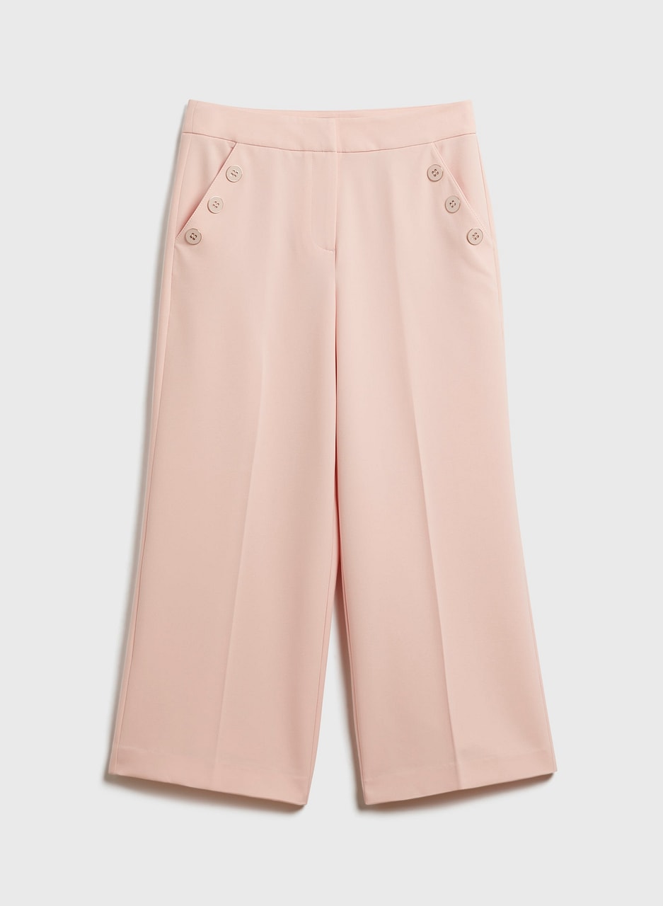 Button Detail Culotte Pants