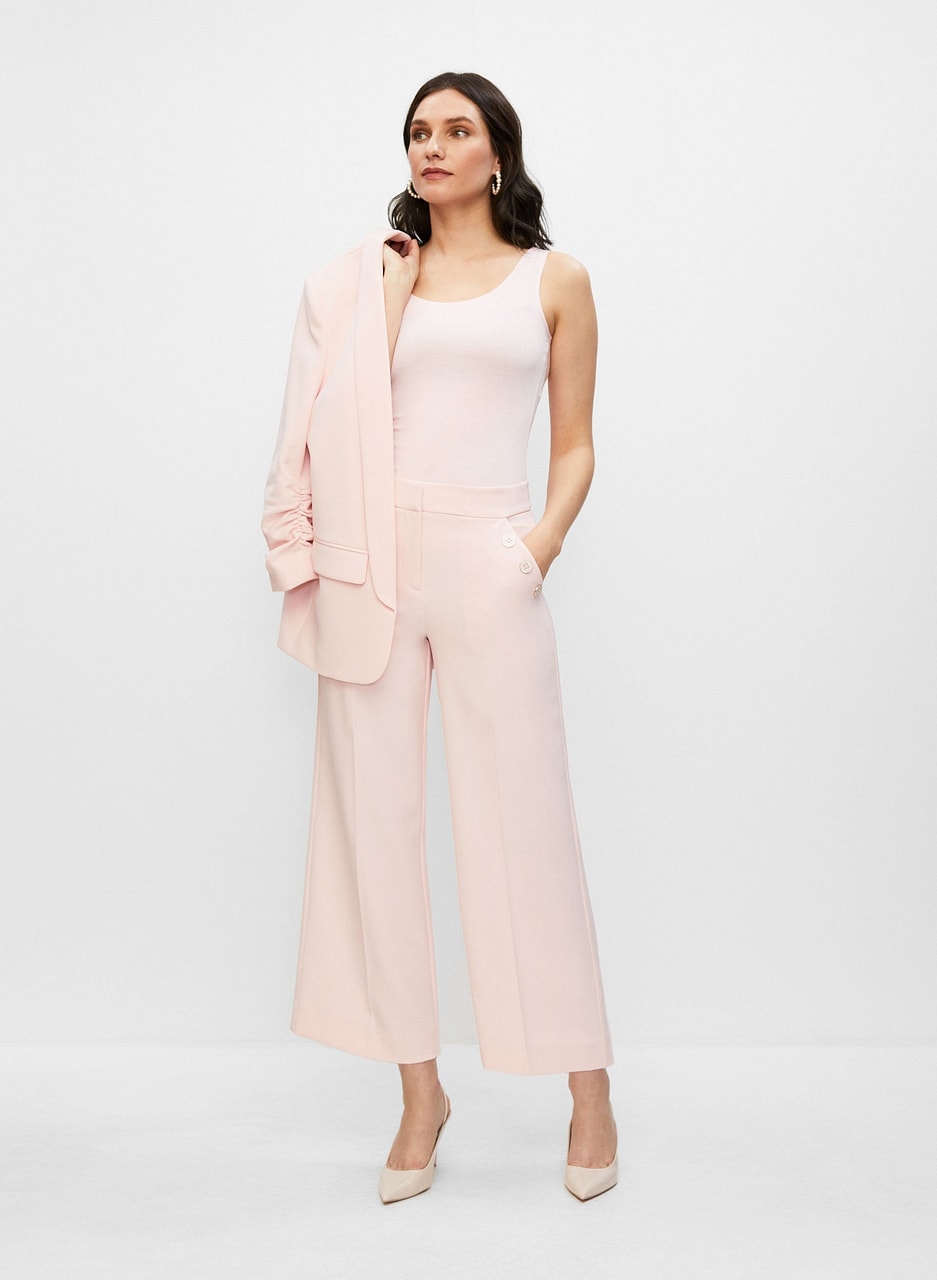 Button Detail Culotte Pants