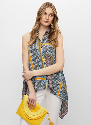 Paisley Print Button-Up Tunic