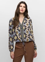 Split Neck Paisley Blouse