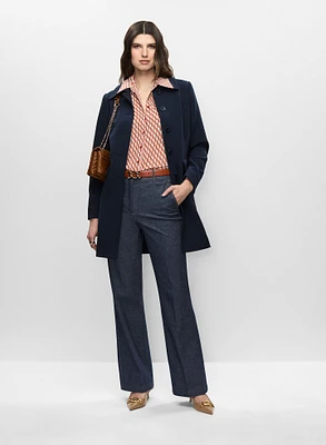 Medium Length Trench Coat & Flare Leg Jeans