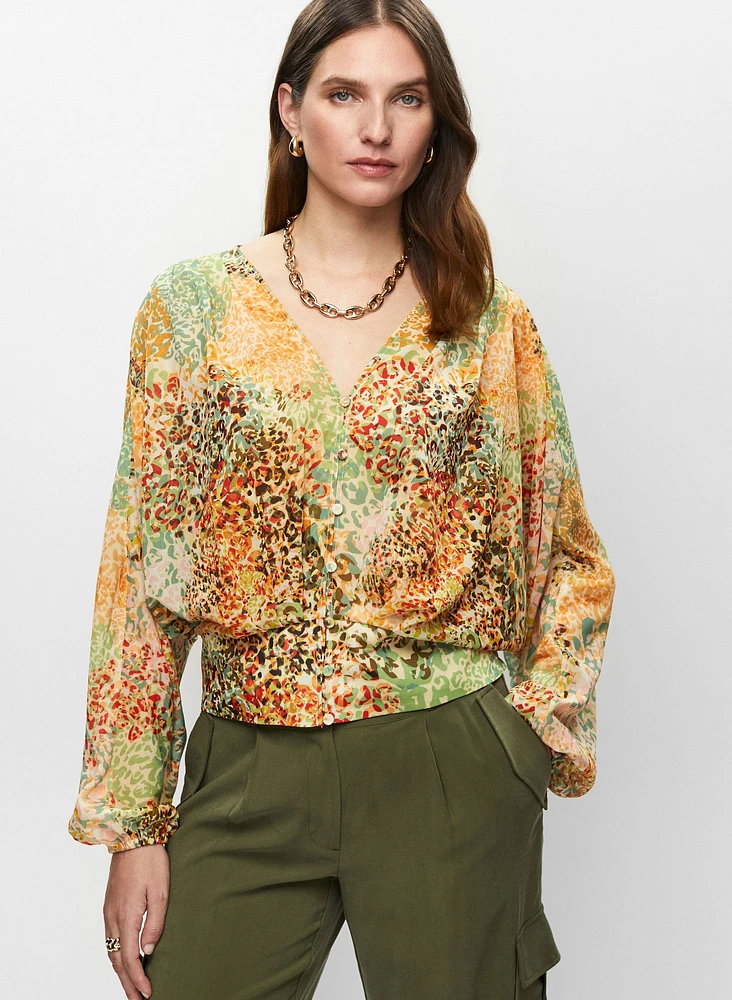 Animal Print Chiffon Top