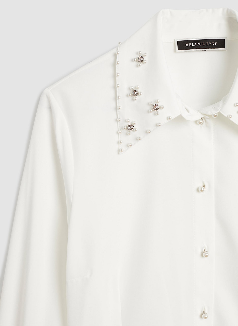 Pearl Embellished Button-Up Shirt