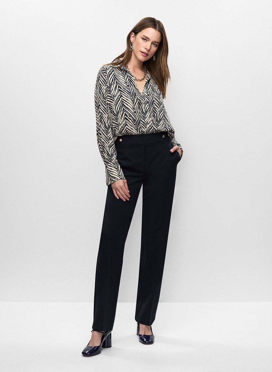 Chevron Print Blouse & Lauren Fit Straight Leg Pants