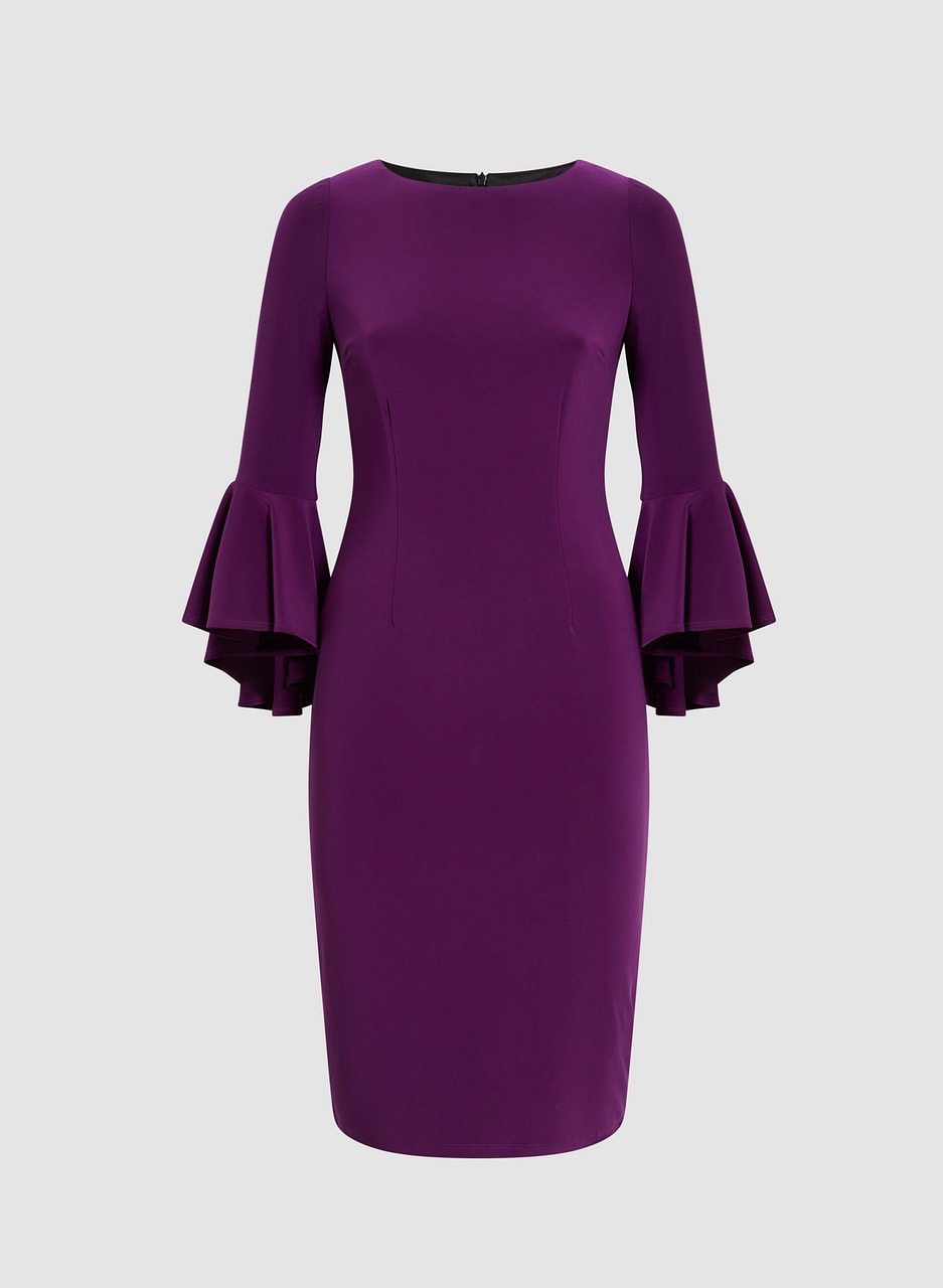 Flared Sleeve Sheath Dress