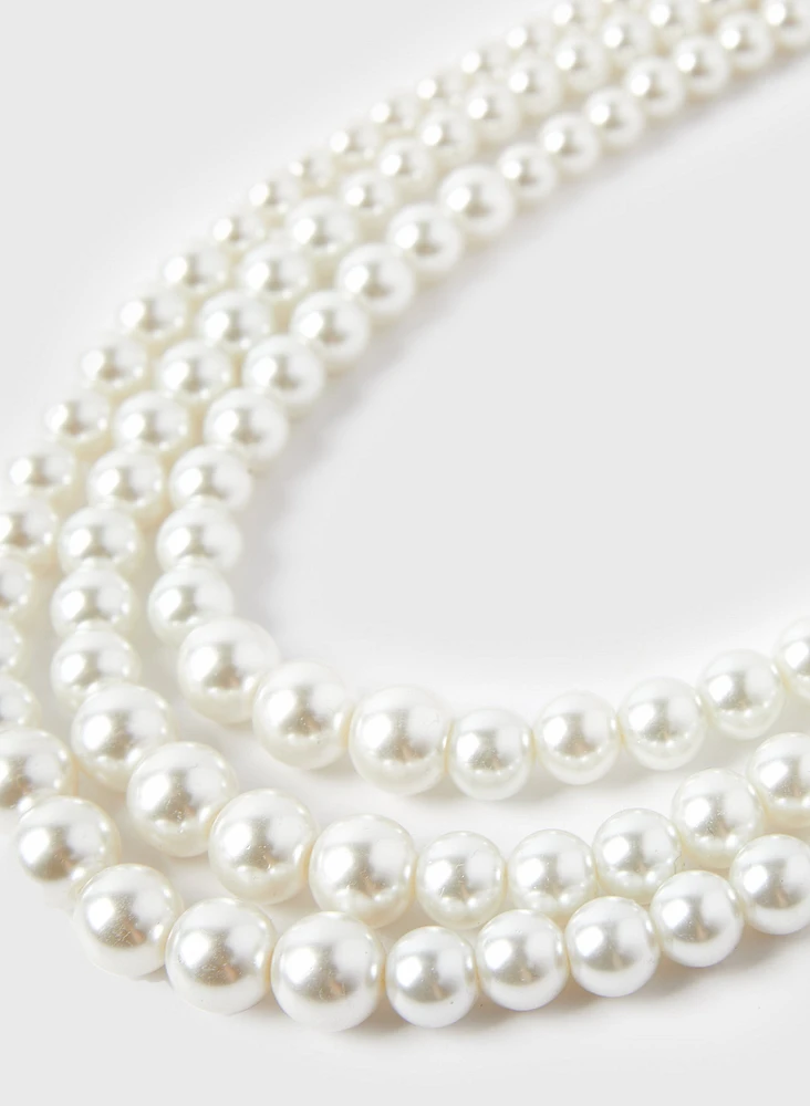 Triple Row Pearl Necklace