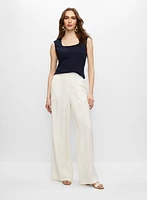 Linen-Blend Pull-On Pants