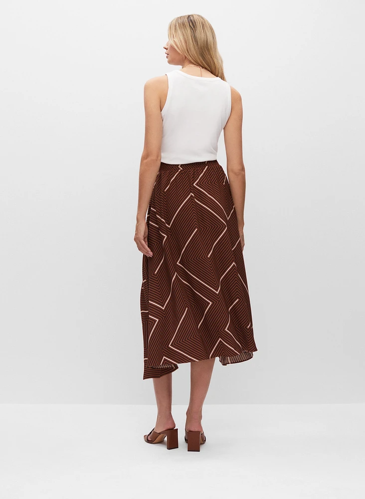 Geometric Print Asymmetric Pull-On Skirt