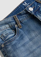 Jewel Detail Straight Leg Jeans