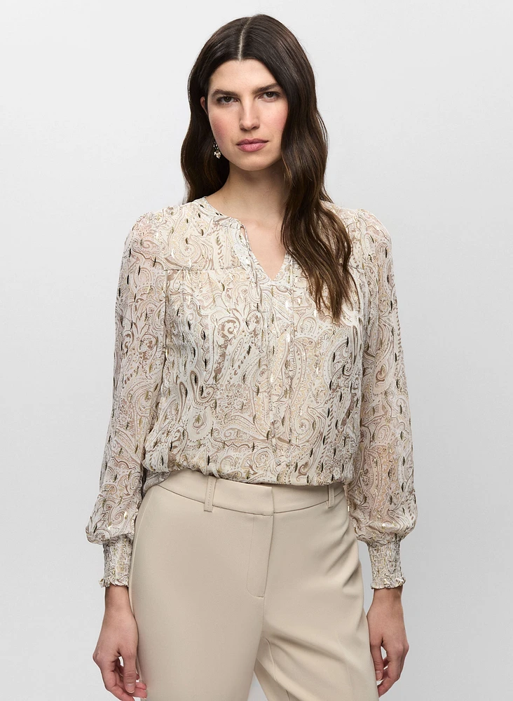 Paisley Split Neck Blouse