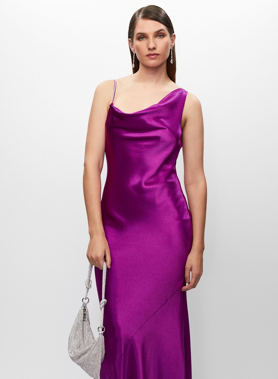 Aidan Mattox - Asymmetrical Strap Satin Gown