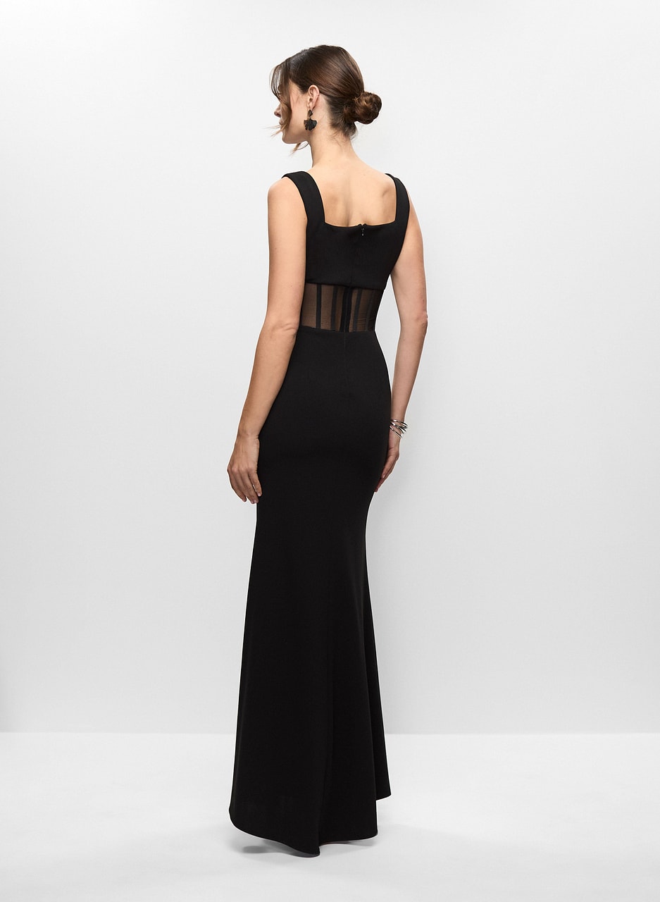 Sheer Waist Evening Dress