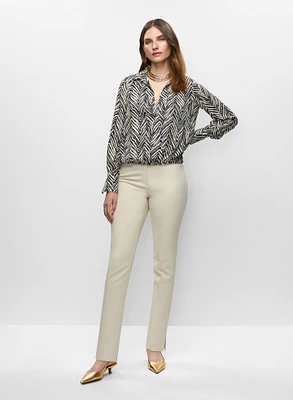 Chevron Print Blouse & Slim Leg Pants