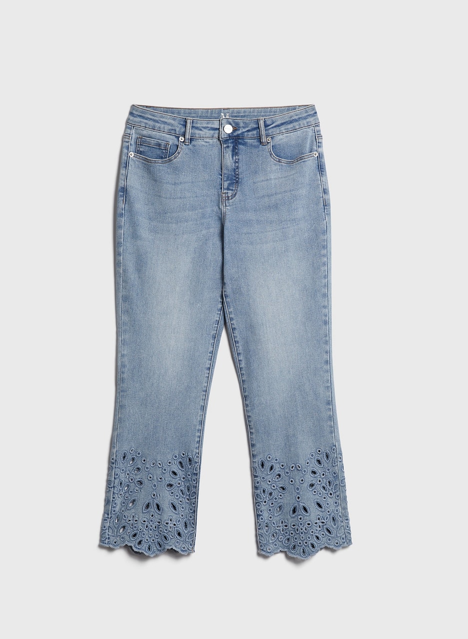 Eyelet Motif Straight Leg Jeans