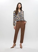 Paisley Blouse & Cuff Detail Ankle Pants