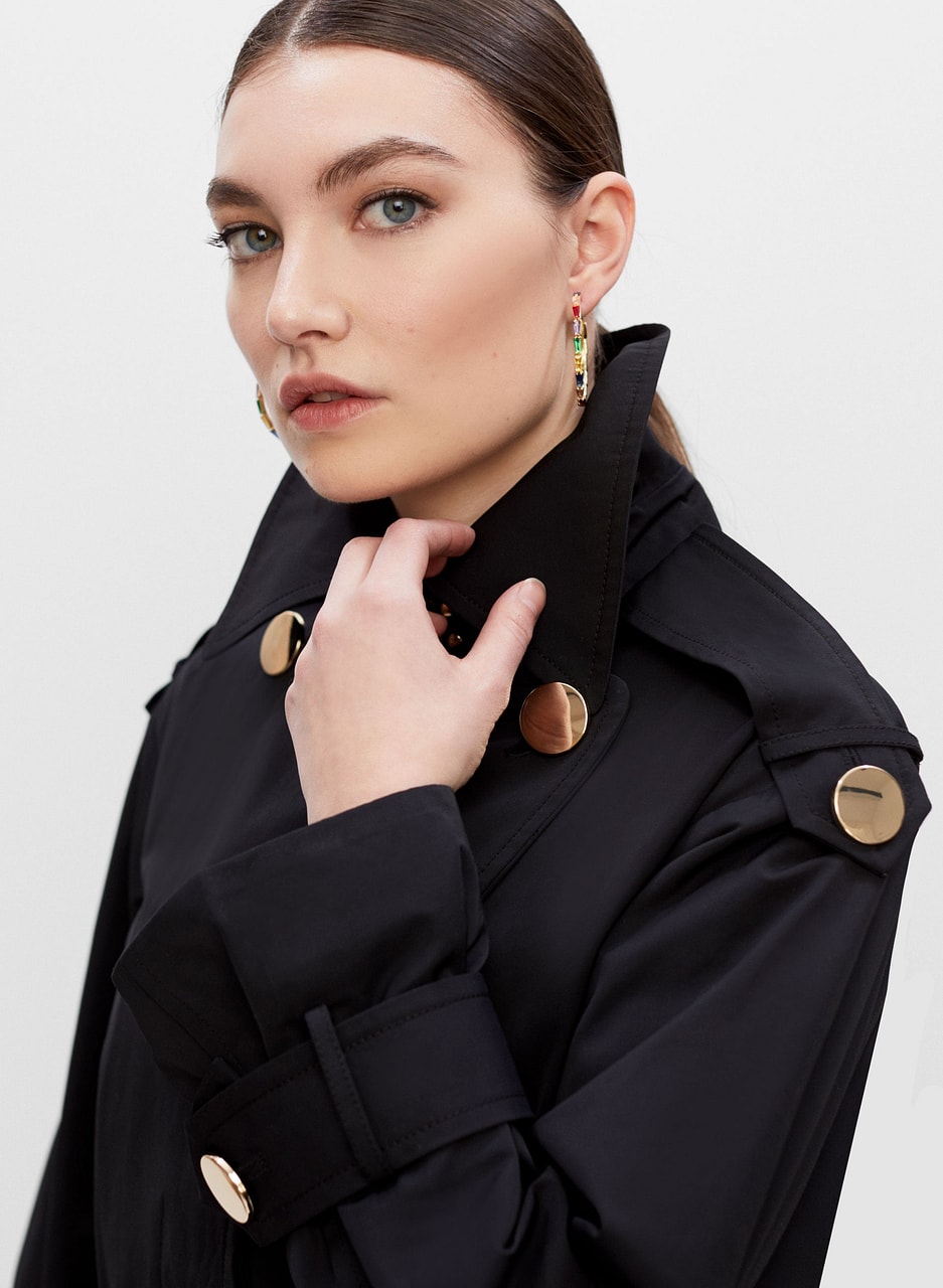 Button Detail Trench Coat