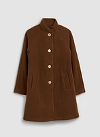 Button Front Wool Blend Coat
