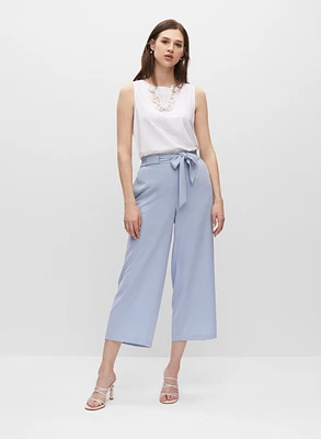 Belted Wide Leg Culotte Pants