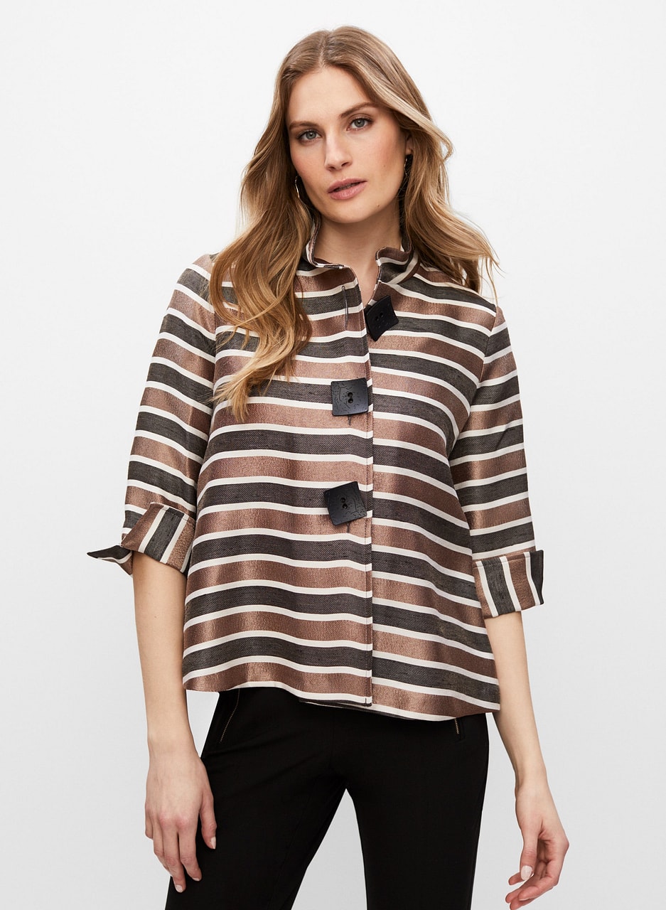 Joseph Ribkoff - Stripe Print Square Button Top