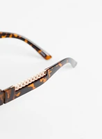 Tortoise Shell Chain Detail Sunglasses