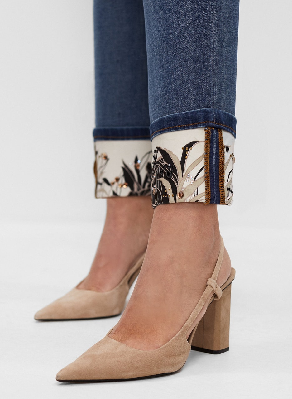 Joseph Ribkoff - Floral Cuff Jeans