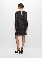 Bouffant Sleeve Sequin Dress