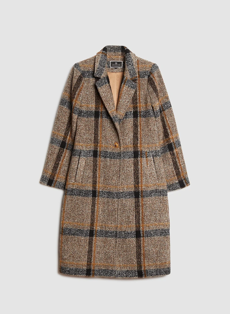 Plaid Wool Blend Coat