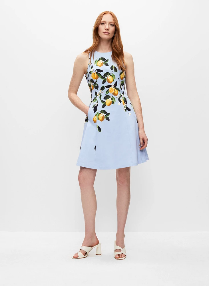 Lemon Print Sleeveless Dress