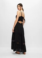 Lace Detail Tiered Maxi Dress