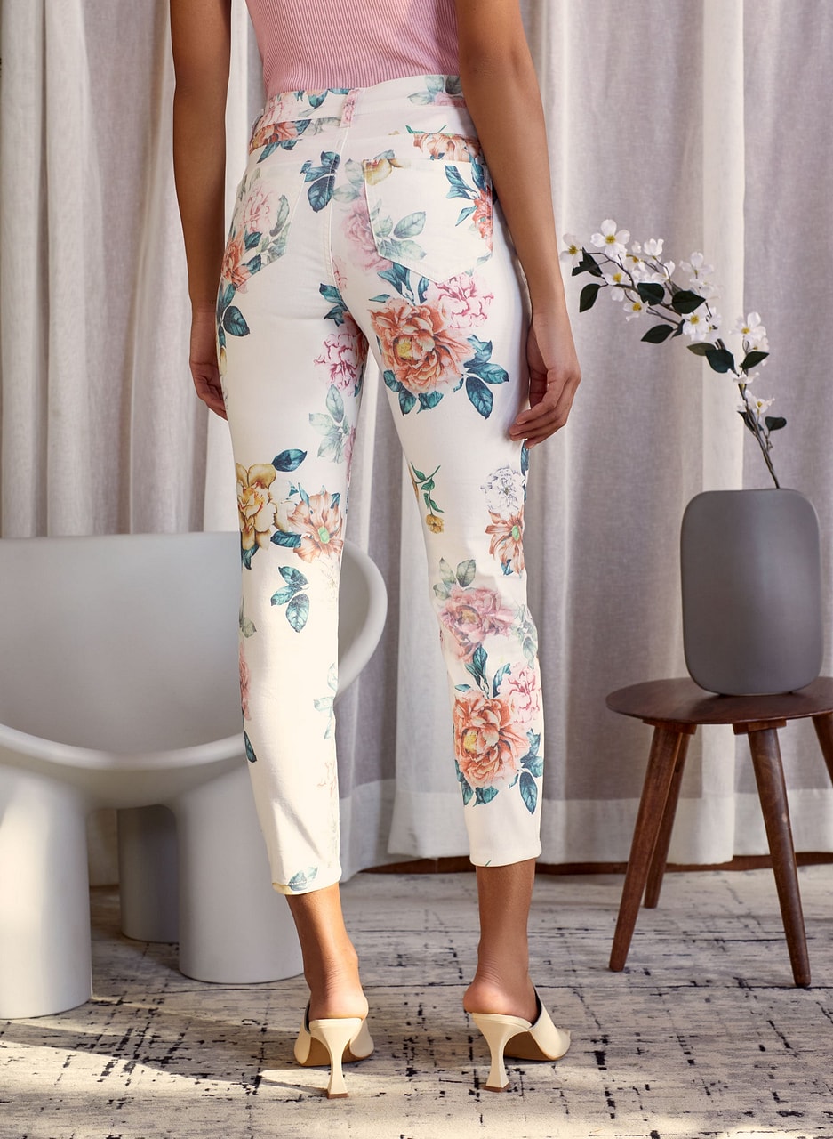 Floral Print Slim Leg Jeans