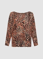 3/4 Sleeve Animal Print Top