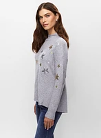 High-Low Star Detail Sweater
