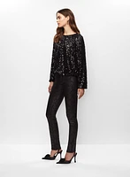 Snakeskin Print Coated Jeans