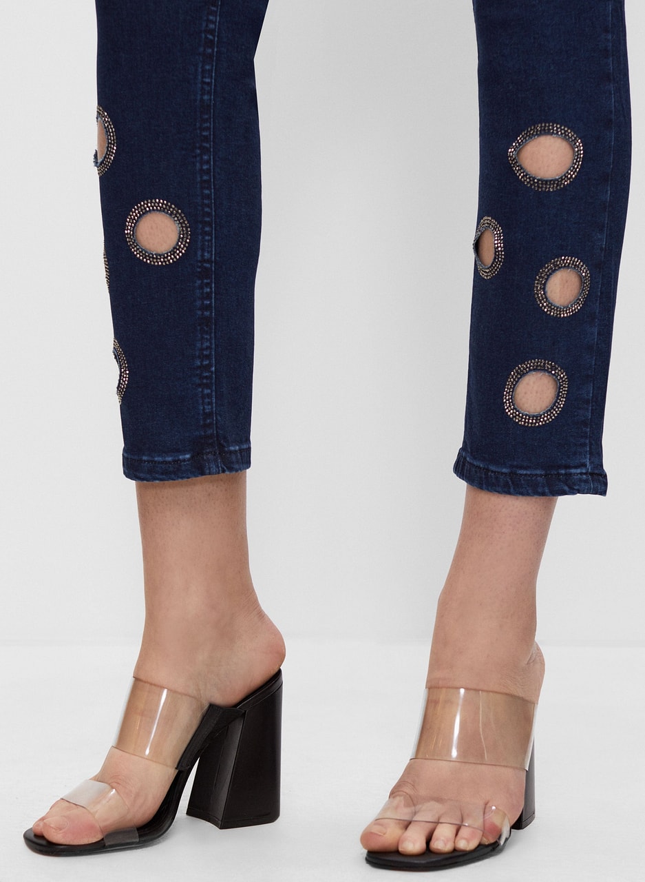 Rhinestone Detail Jeans