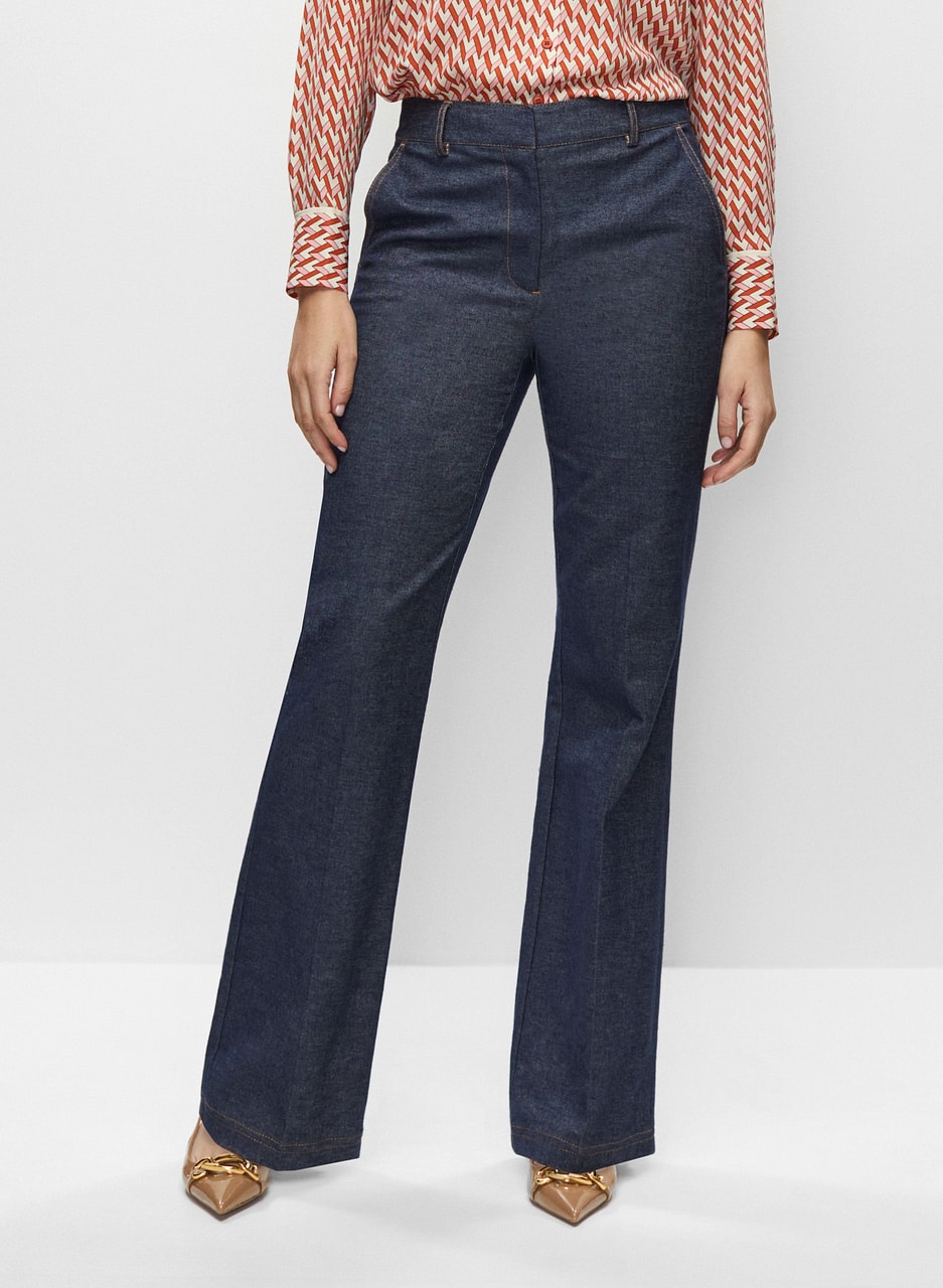 Flare Leg Chambray Pants