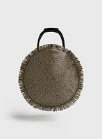 Fringed Round Straw Bag