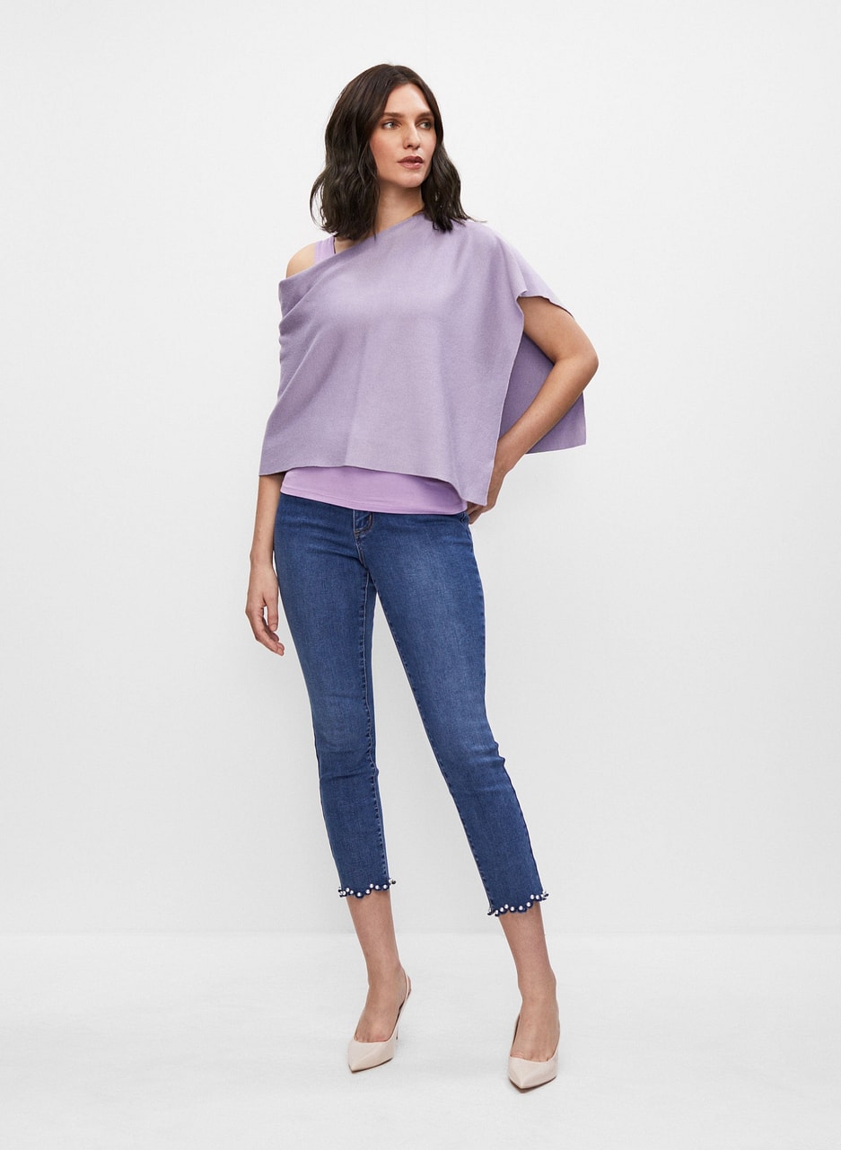 Frank Lyman - Short Asymmetric Knit Poncho