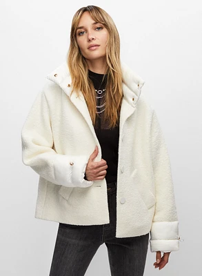 Boiled Wool Blend Coat