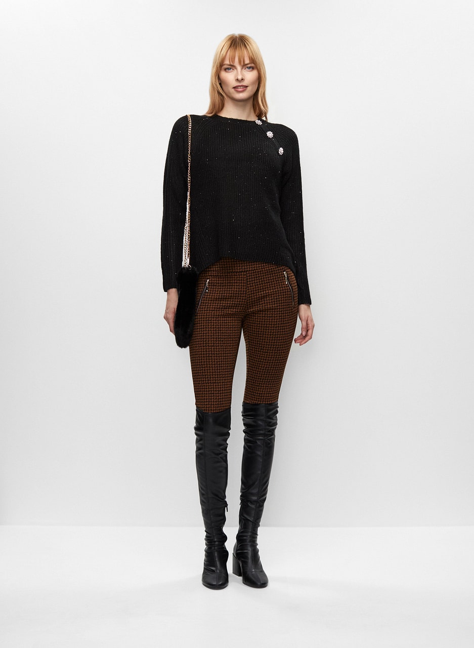 Button Detail Sweater & Herringbone Leggings