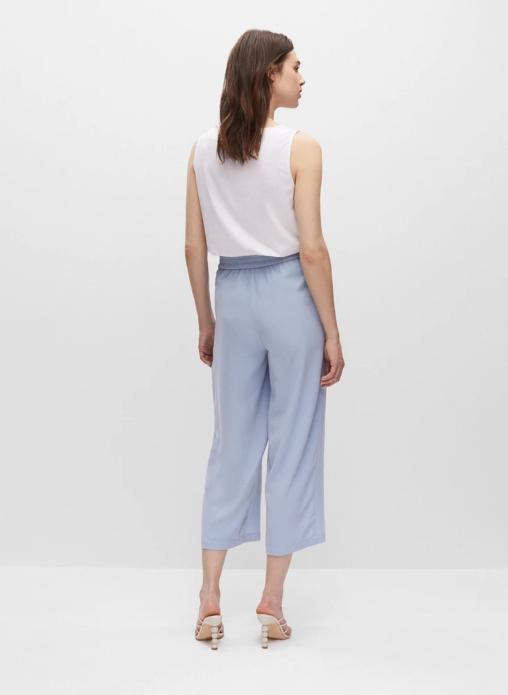 Belted Wide Leg Culotte Pants