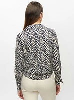 Wrap-Style Chevron Print Blouse