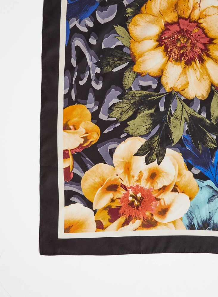 Floral Print Silk Scarf